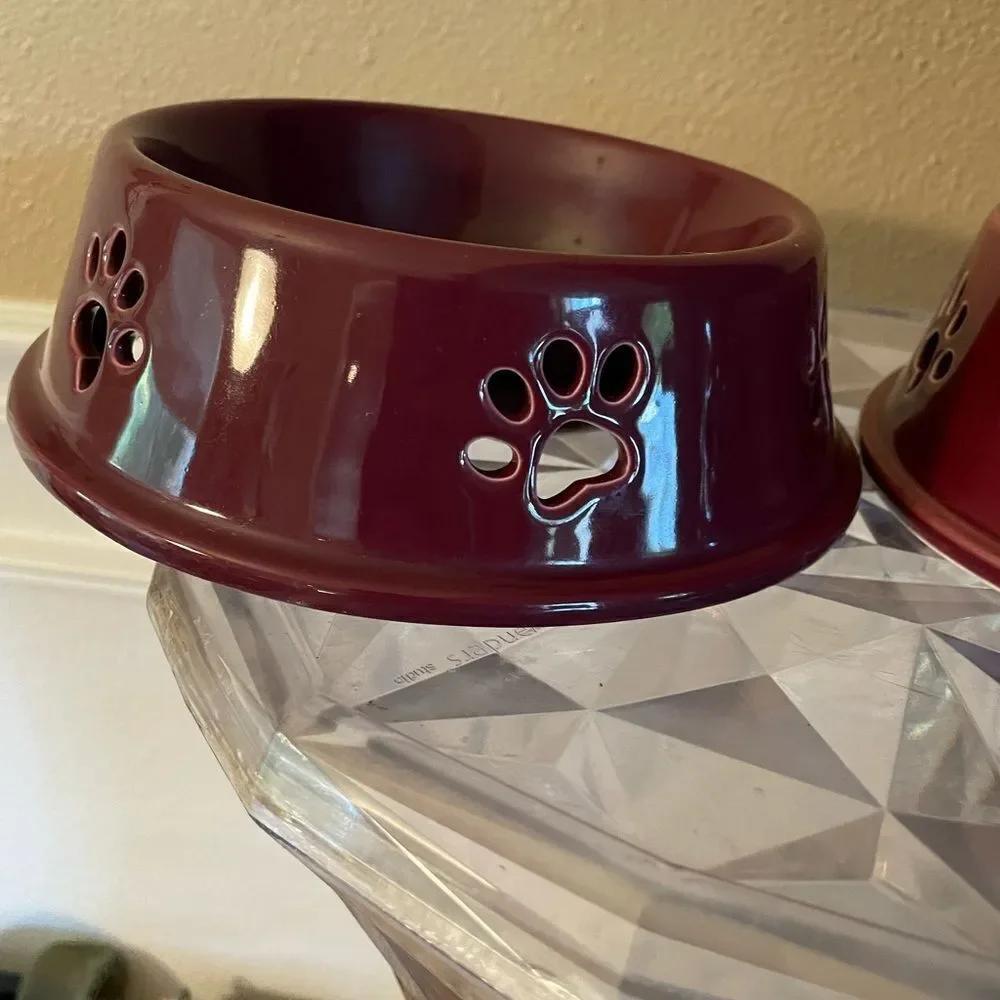Top Paw Purple Plum Stoneware Dog Bowls